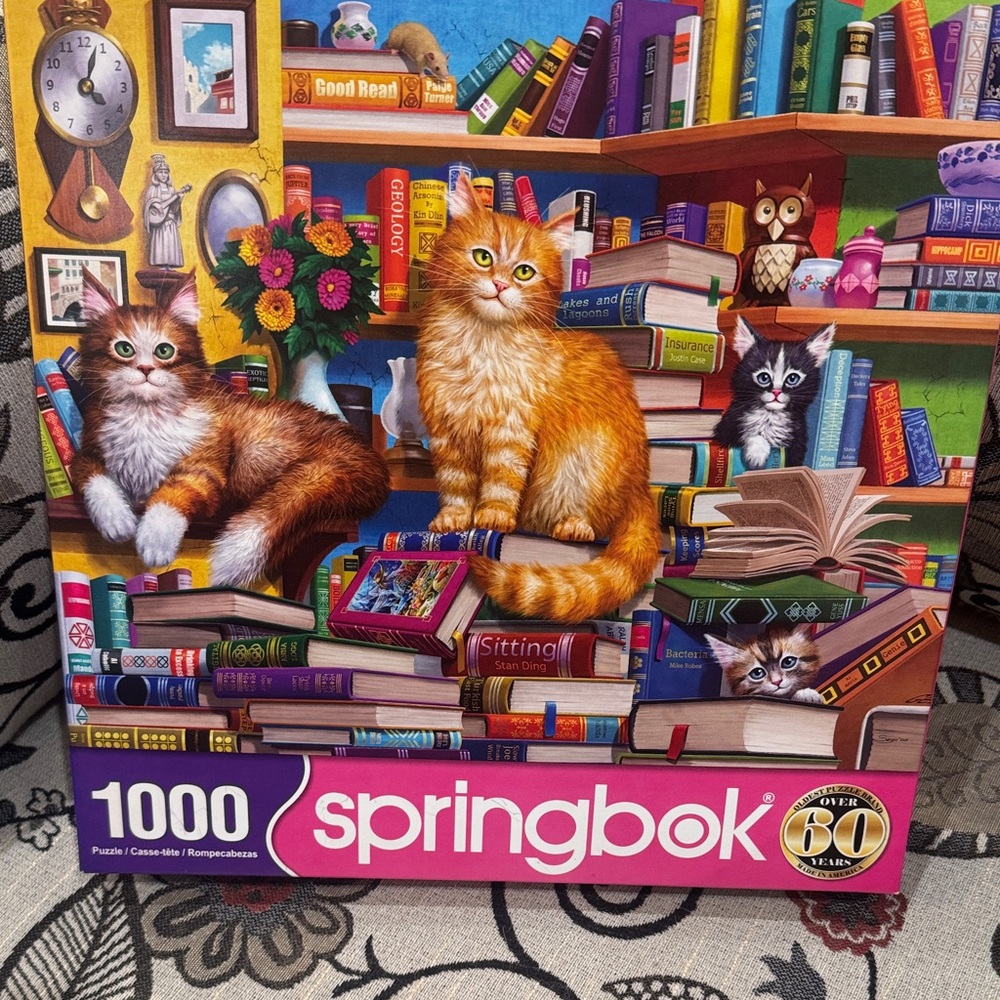 Springbok Colorful Cat Bookshelf Puzzle - 1000 Pieces